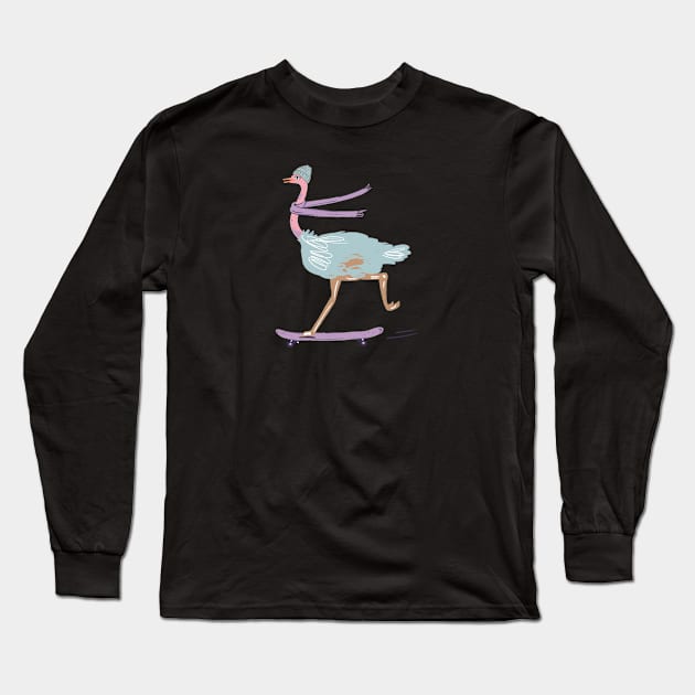 Ostrich Skater Long Sleeve T-Shirt by Das Brooklyn